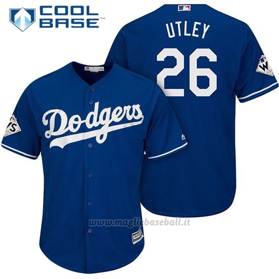 Maglia Baseball Uomo Los Angeles Dodgers 2017 World Series Chase Utley Cool Base